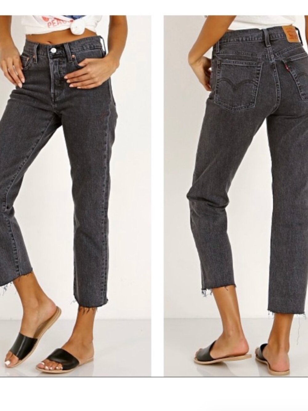 Levi’s "Wedgie Straight" Button Fly Ankle Jeans - Charcoal Black - Size W26/L26